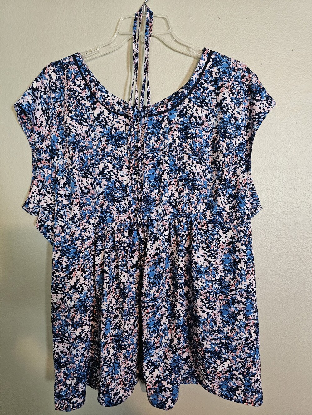 Maternity Women's Blue Floral Tie-Back Top 3x